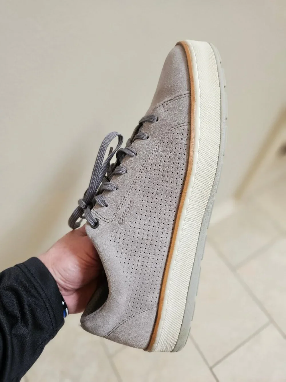 GEOX Men's Respira Ariam Suede Sneakers, Gray, Sz 12
